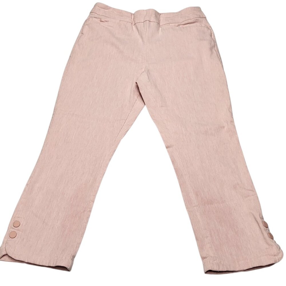 Tribal Capri Slacks Pink Size 8 Pull-On Midrise Accent Buttons Stretch Pockets